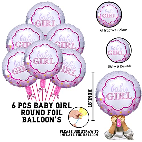 Image of Baby Girl Round Foil Balloons Pack of 6