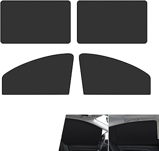 4 PCS Car Side Window Sun Shades, Sun Protection & Heat Blocking Shade, Full Blackout Privacy Curtain for Baby and Kids, Foldable Cover for Front & Rear Windows (Black)