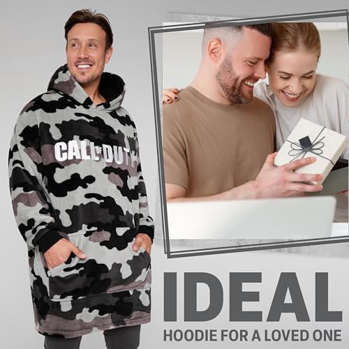 Blanket Hoodie for Men, Teens, Camo Wearable Blanket, Fleece Hooded Poncho, Cozy Loungewear, Gamer Gifts for Men3