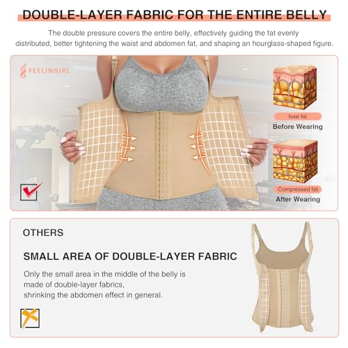 Image of FeelinGirl Waist Trainer for Women Corset Vest Body Shaper Cincher Trimmer Tank Top Sport Girdle with Steel Bones