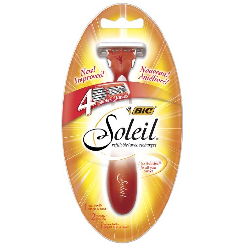 Bic Soleil System 4 Blade Refillable, 1 Razor Handle and 2 Cartridges, 0.17-Pound (Pack of 2)