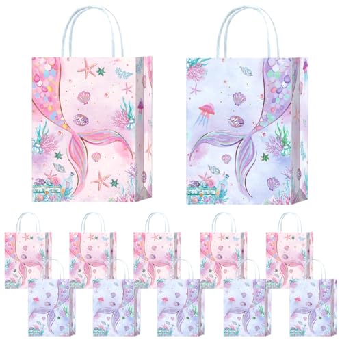 JAWUZ Paquete de 12 bolsas de regalo, bolsas de regalo de sirena, regalos de fiesta,...