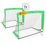 Racetex 2er Fußballtor Kinder Set - Fußball Tore inkl. nützlicher Tasche zum Transportieren - Version mit verstärkten Glasfaserstangen - Fussballtore für den Garten oder Park