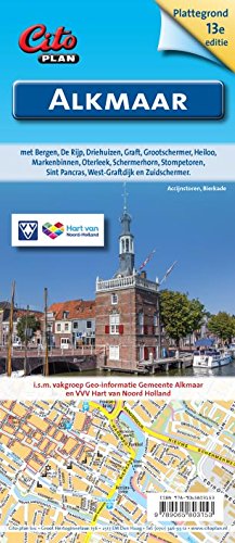 Plattegrond Alkmaar: met Bergen, De Rijp, Driehuizen, Graft, Grootschermer, Heiloo, Markenbinnen, Oterleek, Schermerhoorn, Stompetoren, Sint Pancras, West-Graftdijk en Zuidschermer.