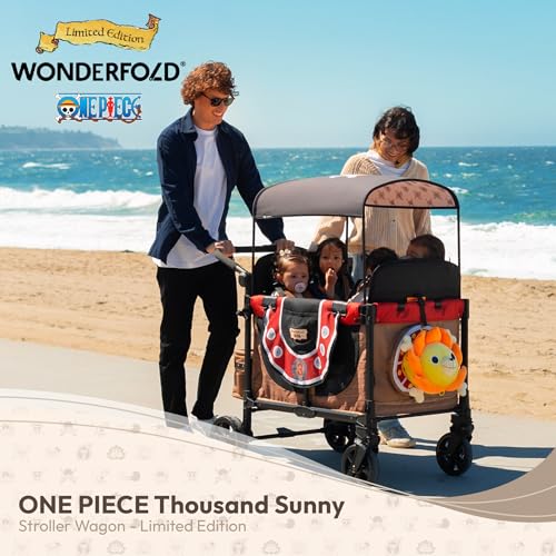 Image of WonderFold ONE PIECE Thousand Sunny Limited Edition 4 Seater Stroller Wagon - Spacious, Safe, and Stylish Ride with All-Terrain Wheels