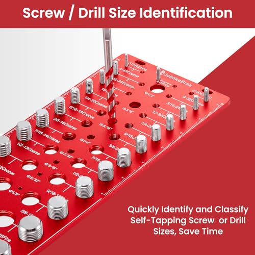 Image of Thread Checker, 70 Nut and Bolt Thread Checker, 25 Standard & 25 Metric & 20 Drill Bit Gauge, Bolt Size Finder, Wall-Mountable Bolt Thread Identifier Gauge with Inch & CM Ruler