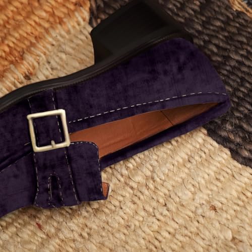 Image of MOOMMO Women Chunky Heel Penny Loafers Square Toe Buckle Slip On Comfort | Office Ladies Loafer Pumps 2 inch Stacked Block Heel Dress Loafers Oxfords Walking Dress Shoes Casual Size 4-11 M US
