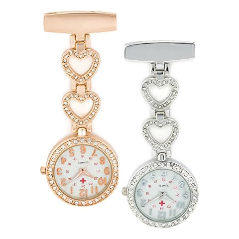 SEWOR Medical Staff Hanging Pocket Watch 2pcs with Leather Box Great Gift (Ceramics &Diamonds) Cover