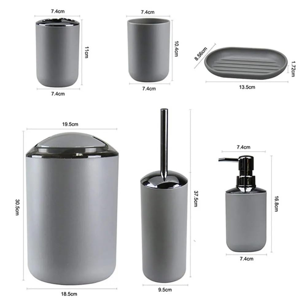 Badezimmer Zubehör Set Badezimmerzubehör-Sets aus Kunststoff, Toilettenbürste, Seifenschale, Zahnpastaspender, Schwingdeckel, Mülleimer, waschbar, for Badzubehör(Blue)