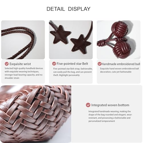 Woven Shoulder Bag for Women, Mini Hobo Purse, Cute Bucket Totes, Small Underarm Bags, Beach Top-handle Handbag4