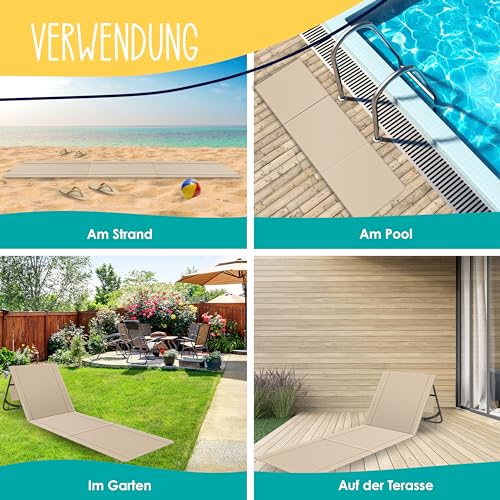 KESSER® 2er Set Strandmatte klappbar mit Verstellbarer Rückenlehne, Tragegurt, wasserdichter Tasche & Aufbewahrung – Faltbare Sonnenliege für Strand, Garten & Terrasse je 130 kg belastbar