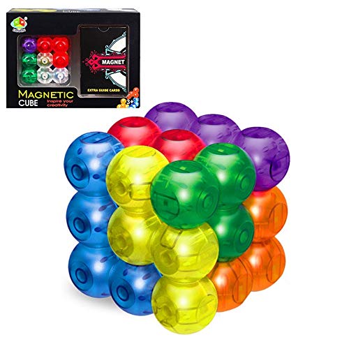 3x3x3 Magnetic Ball Magic Cube Easy Turning Building Blocks Magic Puzzle Toy for Kids Adults Sculpture Educational Game Fun Office Toy Intelligence Development Stress Relief Imagination Gift