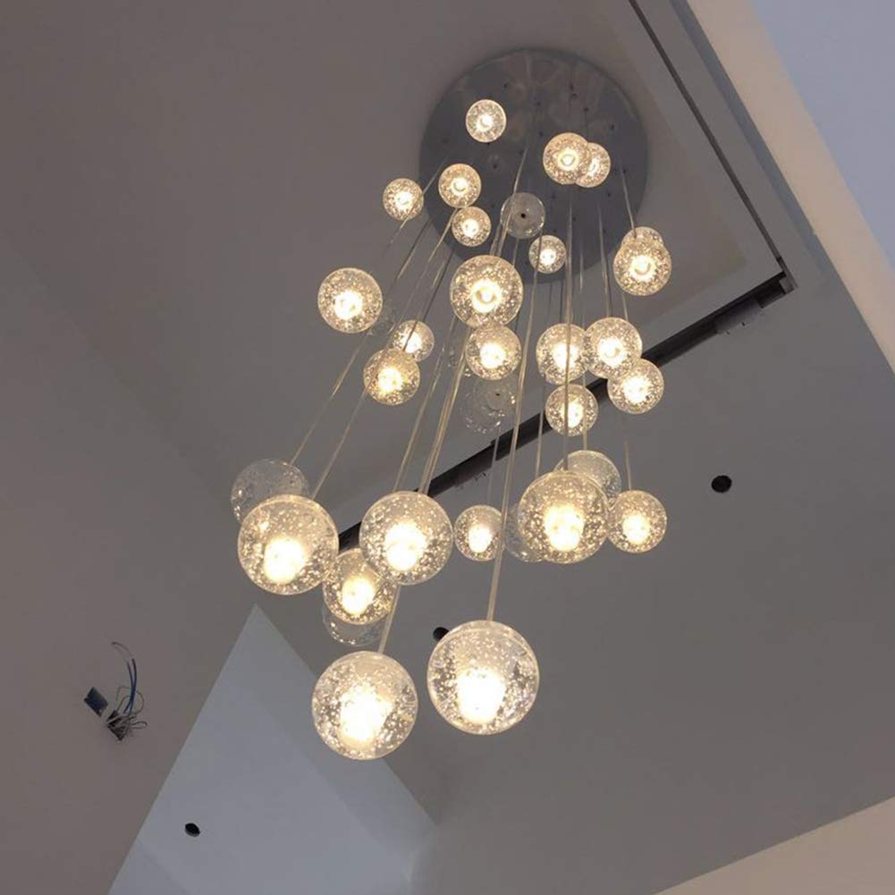 Injuicy Loft Crystal Pendant Lamp, G4 LED Globe Ceiling Light Fixture, Glass Chandelier for Restaurant, Living Room, Villa, Staircase, Building, Bar, Aisle, Balcony (5 Lights)