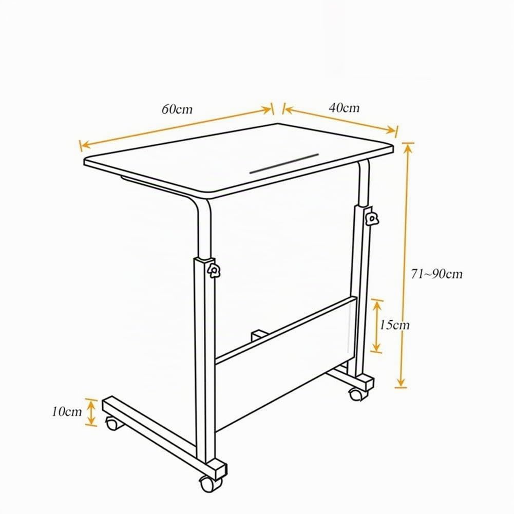 sogesfurniture Table Roulante de Lit Canapé pour Ordinateur Portable Hauteur Réglable, 60 * 40cm Petite Table d'appoint Bout de canapé Mobile avec roulettes et Rainure de Tablette, Noir 05#3-60BK-BH