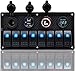 CT-CARID - Panneau d'interrupteur à bascule à 8 interrupteurs - LED 12 V/24 V - Affichage numérique de la tension - Double port USB - Chargeur étanche pour camping-car, bateaux, voitures - Bleu
