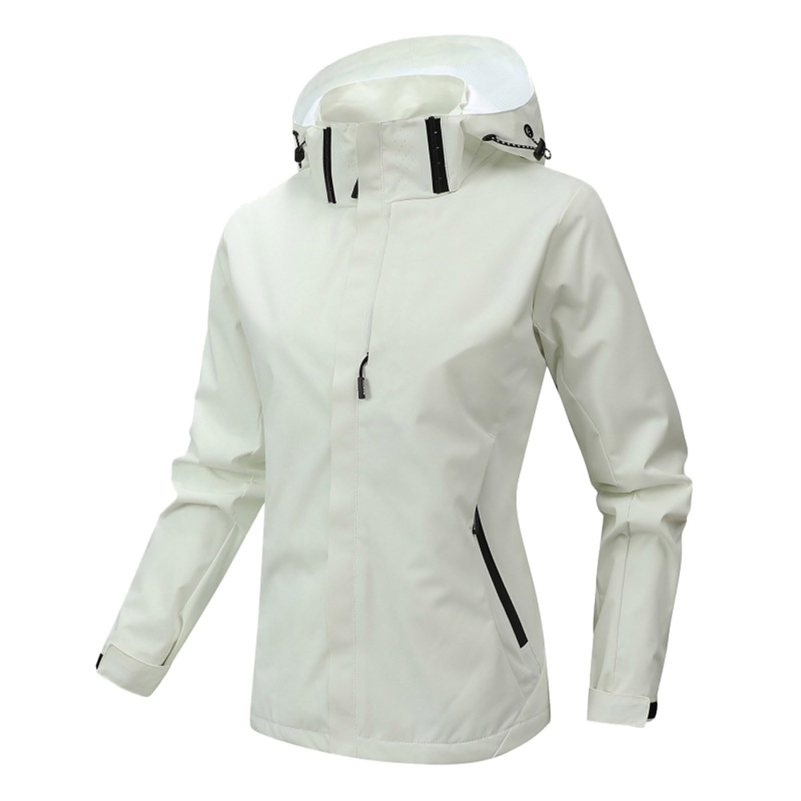 Generisch Regenjacke Damen Wasserdicht 2026 Damen Einfarbig Winddicht Frühling Und Paare Mit Weichen Sturm Jacke Reißverschluss Wasserabweisend Wandern Regenschutz Jacke