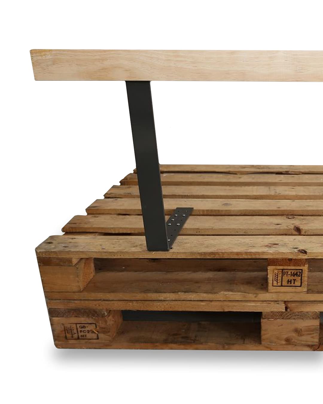 Respaldo de Madera para Sofá Palet - Medidas 100x6x6cm - con Dos Sujeciones Metálicas Galvanizadas Regulables para su Mayor Comodidad