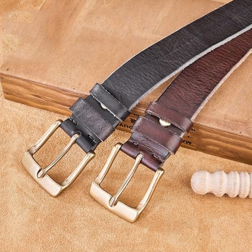 Men's Vintage Copper Pin Buckle Belt Top Layer Cowhide Lengthened Thickened Large Size Washable Durable Belt Gift4