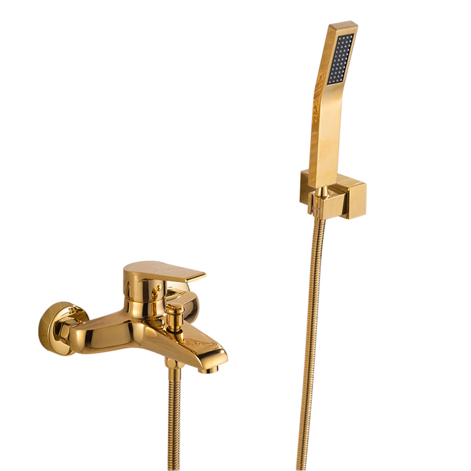CWCQGH Bathtub Faucet Wall-Mounted Bath Faucet Titanium Gold Bath Mixer with Handheld Shower Set, Brass Bath Refill Hot and Cold Water Bathtub Faucet Airer Bathtub Filler Tap