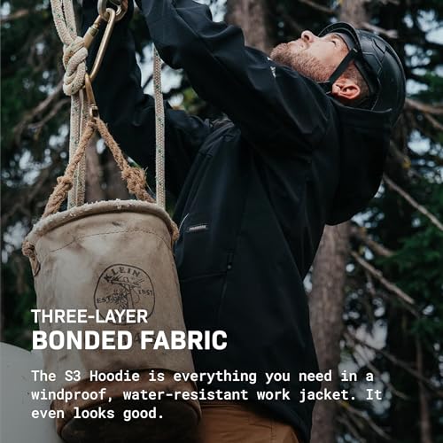 TRUEWERK Men's Insulated Work Jacket - S3 Solution Zip-Up Hoodie, Fleece-Lined, Waterproof Tactical Coat with 4-Way Stretch4