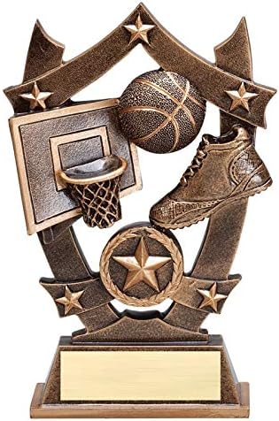 (1-3-5 Pack) of 6.25 Inch Sport Star Basketball Trophy Award with Engraved Personalized Plate