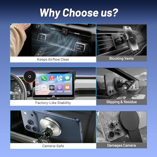 Image of Phone Holder for 2026 Toyota RAV4 (ONLY Fits 12.9 inch Screen), MagSafe Car Mount Charger, Magnetic Phone Holder, 15W Wireless Charging, Car Adapter Included, 360 & Hands Free, RAV-4 Interior Accessories