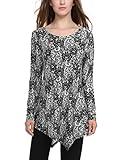 BaiShengGT Women's Mesh Floral Print Irregular Hem Tunic Top