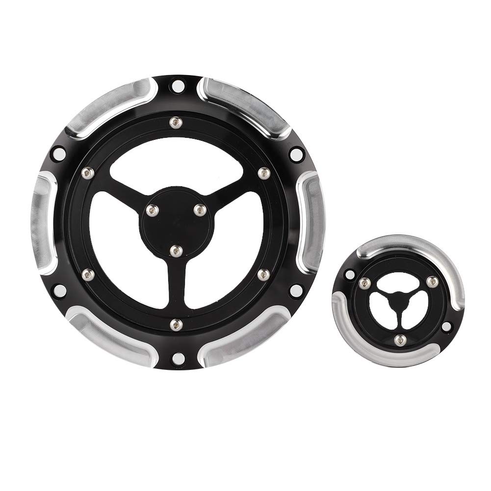 Ausla Set Coperchio Derby in Alluminio e Coperchio Timer Nero Argento Sostituzione Motore per Motociclisti Adatto per Modelli XL XR 883 1200 Dal 2004 a Successivi (Nero e argento)