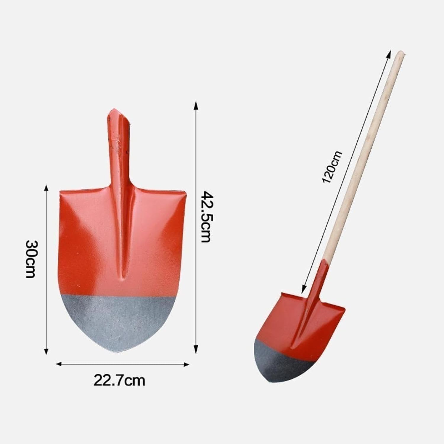 Paleta de mano para jardín, herramienta de jardinería con mango de madera para trasplante de paisaje, deshierbe, pala para cavar, pala resistente (42,5 x 22,7 cm)
