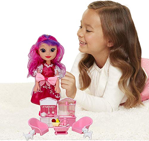 Image of Tickles Baby Girl's Prime Playing Doll with Small Size Kitchen Play Set with 1 Tiny Puppy and Cat, Furniture, Accessories Dolls for 2 Year+ Birthday Gifts (Color: Pink)