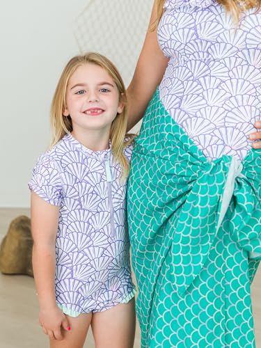 RuffleButts Girls UPF50+ Sun Protection Front Zipper Short Sleeve Rash Guard One Piece Swimsuit3