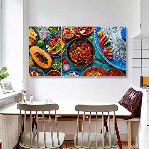 Affiche cuisine mexicaine colorée et peinture sur toile de restaurant