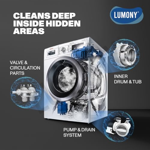 Image of LUMONY | Washing Machine Cleaner & Descaler Tablets | 10 Tablets | Removes Powerfully Dissolves Soap & Limescale Bulid-Up | Used for Front Load & Top Load | Protects Clothes from Residue Damage