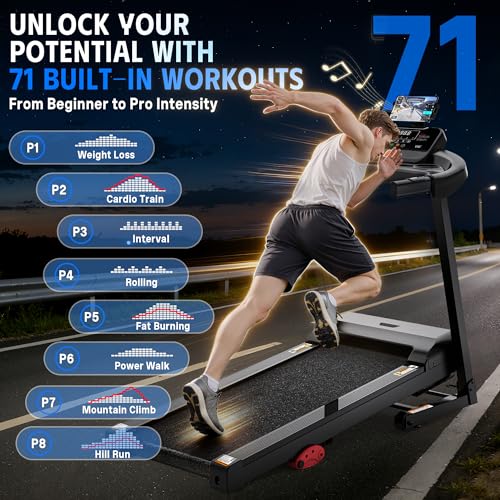 Image of 9MPH Foldable Treadmill for Home w /Incline,Portable Treadmill 330lb Capacity