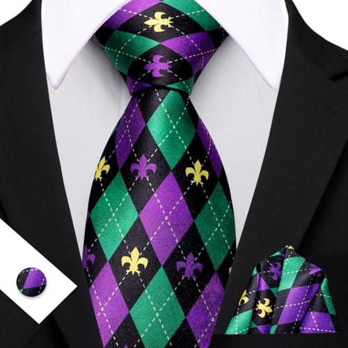 Image of Barry.Wang Fun Animal Ties for Men Designer Handkerchief Cufflink WOVEN Casual Necktie Set Festival