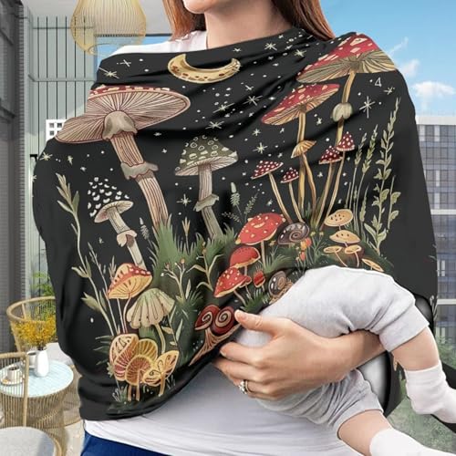 Image of Youngerbaby Mushroom Baby Car Seat Cover Nursing Breastfeeding Scarf Shawl Stretchy Infant Carseat Canopy for Stroller High Chair Shopping Cart Newborn Shower Gift