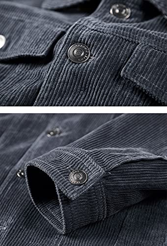 Kissonic Men's Vintage Corduroy Trucker Jacket Tops Stand Collar Button Down Workwear Coat4