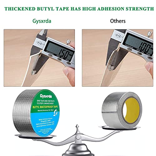 Image of Waterproof Tape Aluminium Rubber Tape Pipe Leakage Roof Water Leakage Solution Aluminium Foil Tape Waterproof Adhesive Tape Sealing Butyl Rubber Tape (2 inch x 5 meter (Pack 1))