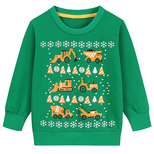 DDSOL Toddler Boy Sweatshirt Ugly Christmas Sweater Truck Shirt Kids Xmas Pullover Reindeer Santa Tops 2-7 Years