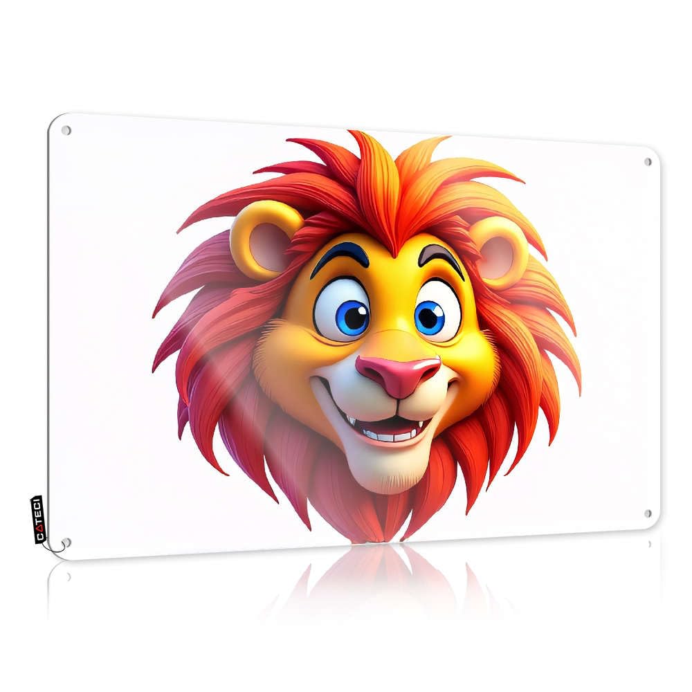 Fzfn Colour Guys Amazing Sign - A Cheerful Cartoon Lion With Vibrant Red Mane. Rustic Wall Art Sweet Easy Hang For Tailgating(30X40cm)