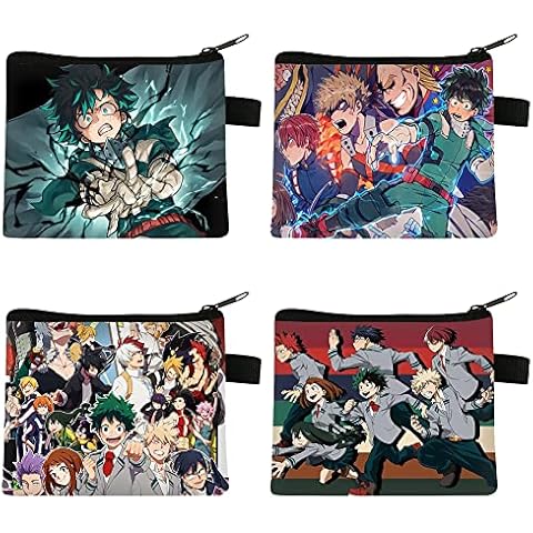 IOSCDH 4 PCS Anime Wallet Hero Theme Coin Purse Hero Wallet for Boys and Girls Student Child Multifunction Coin Purse for ID Card Coin Paper Money Keys Headset Lipstick Cover