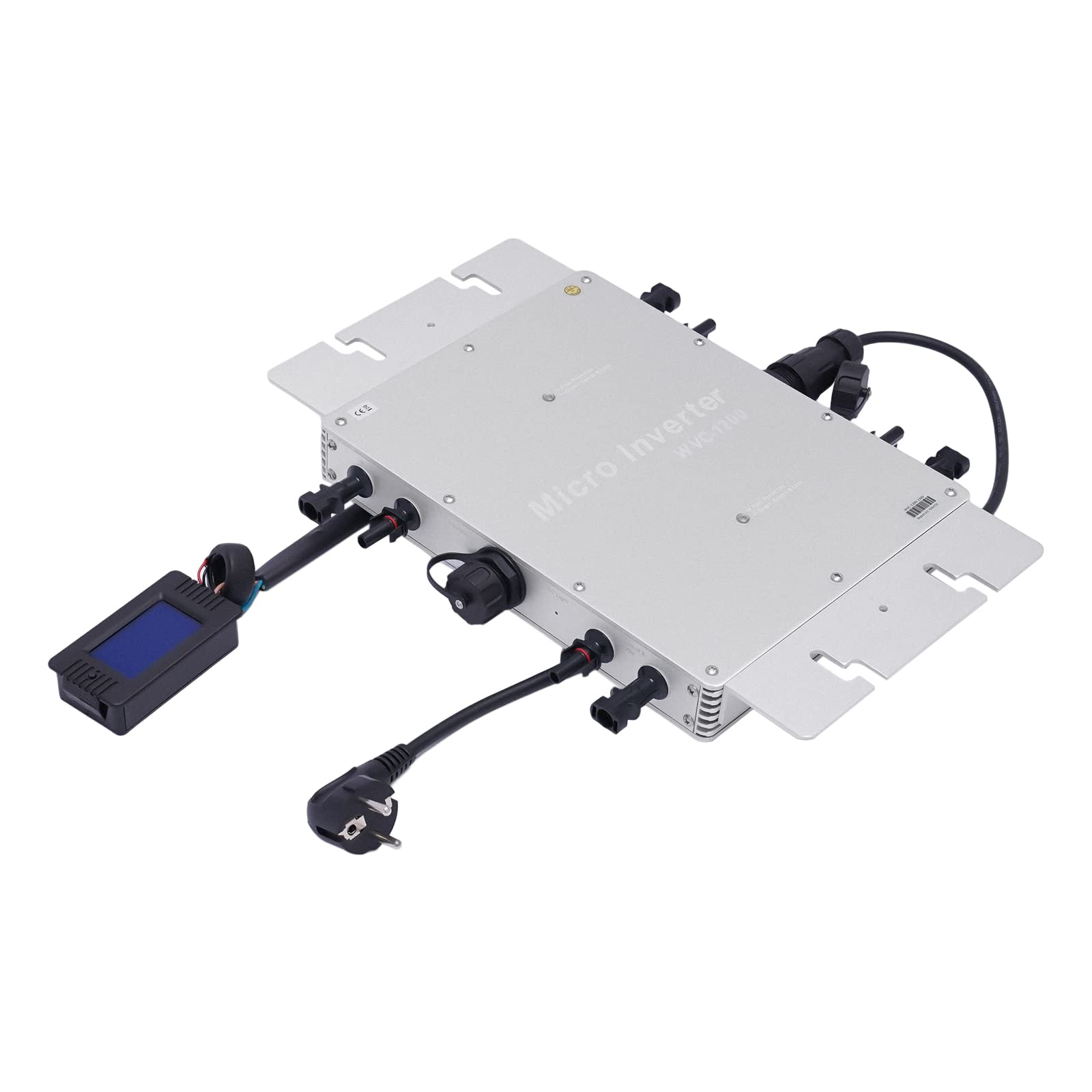 Solar Wechselrichter Mikro Wechselrichter Wasserdichter Netzbinder Wechselrichter PV Solar Grid Tie Micro Inverter Modul LCD Anzeige Elektrische Isolierung 1200W (Silver)