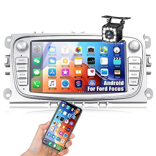 CAMECHO Android Autoradio mit Navi für Ford Focus C-Max S-Max Mondeo Kuga