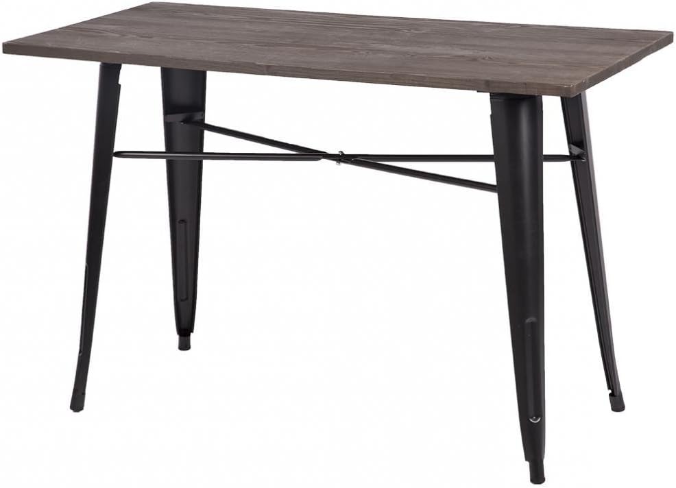 Royal Home 24" x 47" Wooden Dining Table Coffee Table Espresso | Gunmetal Leg Rectangle Wood Top Industrial Rustic Loft Design Scratch Resistant for Restaurant Kitchen Room House Tea Indoor Outdoor