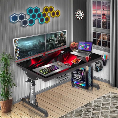 Image of Xtreme PRO Direct Theme Printed Computer Desk for Gaming, Work & Study. Large for PC, Dual Monitors, iMac, and Laptops. Metal & Engineered Wood. Black Stand Desk. 4 Feet-XPB4 (XPB425-CT-01)
