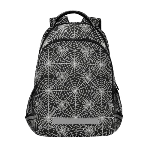 KLL Mochila para botella de agua con patrón de telaraña negra para niños, con bolsas grandes para libros para estudiantes, mochilas para ni?as de 10 a?os