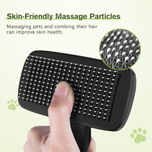 Image of Pecute Skin Friendly Self-Cleaning Slicker Brush for Dog & Cat Shedding | 1 click clean, Lightweight, Undercoat hair removal, For short /long /double /white coats