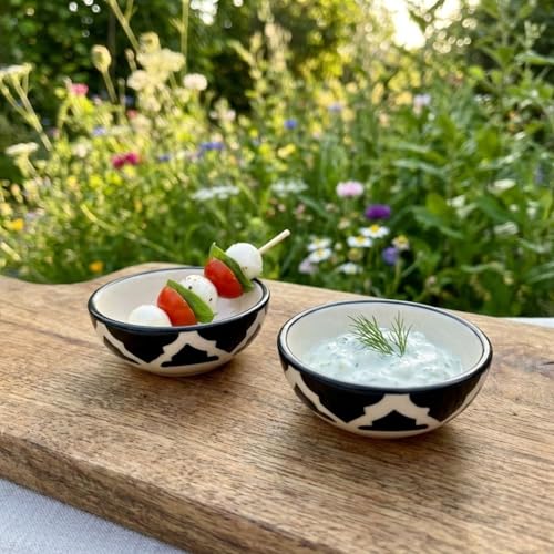 Image of Serving Everyday Ceramic Bowls For Food - Ideal For Morning Meals, Smoothie Kitchen Bowls, Vegetables, Soups, Pasta, Snacks,cereal, Rice Bowl, Fruit, Ice Cream, Salad, Noodle (Black, Set of 6)