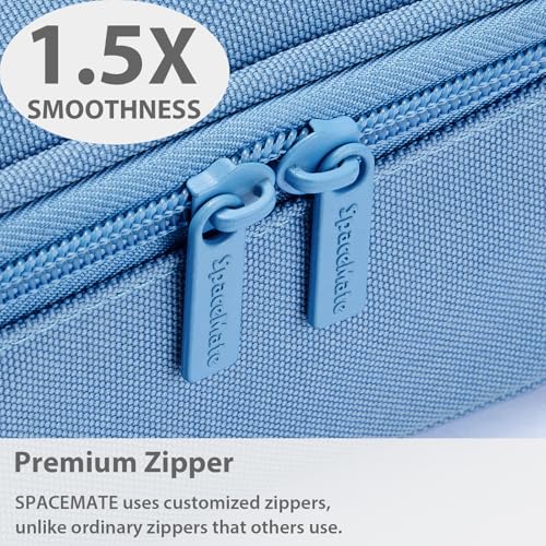 Image of SPACEMATE Pencil Case Pouch Box Bag School Supplies Girls Boys Kids, Cute Preppy Stuff Large Big Capacity Aesthetic Pen Organizer, Back to College Stationary, Cornflower Blue, Classic Stlye, 1800ml