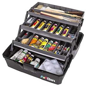 ArtBin 6893AG Portable Art & Craft Organizer with Lift-Up Trays [1] Plastic Storage Case Gray/Black, Multicoloured…